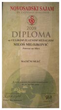Diploma za maticnu mlec - Milojkovic Milos